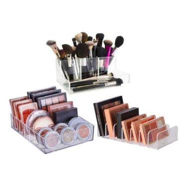 Imagem de Kit Organizador Maquiagem Porta Paleta Sombra Blush Pincel Batom Acríl