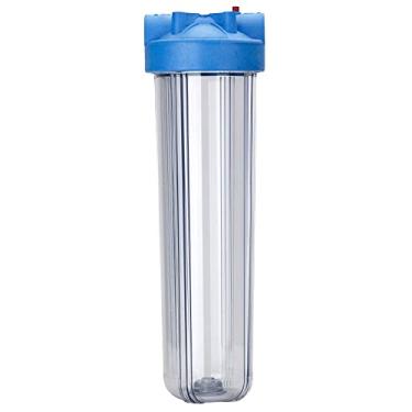 Imagem de Pentair Pentek 166201 Carcaça de filtro grande transparente, 2,54 cm NPT #20 Caixa de filtro de água resistente com botão de alívio de pressão, 50 cm, azul/transparente