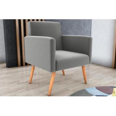 Imagem de Poltrona Decorativa Dallas Suede Cinza B250 - Matrix - LM DECOR