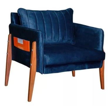 Imagem de Poltrona Decorativa Milão Luxo - BRYME DECOR, Veludo Azul