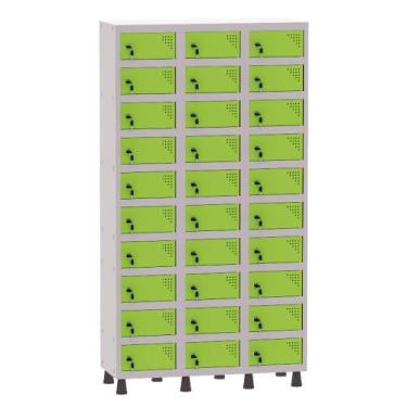 Imagem de Armário Porta Objetos de Aço 3 Vãos 30 Portas Fechadura Pandin 1,90 m 