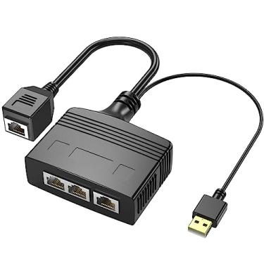 Imagem de RIIEYOCA Adaptador divisor Ethernet RJ45 de 1 a 3 portas, divisor de rede LAN de alta velocidade de 8 núcleos 100Mbps para dispositivos Cat5, Cat5e, Cat6, Cat7, Cat8, 3 compartilham a Internet ao