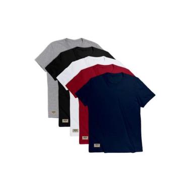 Imagem de Kit 5 Camisetas Coloridas Basicas 100% Algodão 30.1 Di Nuevo Masculina