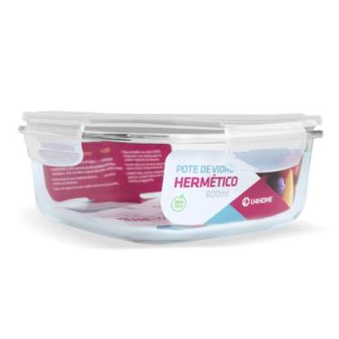Imagem de Pote Vidro Hermética Trava Quadrado 800ml Marmita - U4home