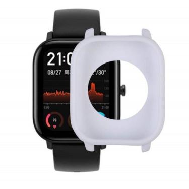 Imagem de Case Bumper Nsmart para proteção do smartwatch GTS, Branco silicone