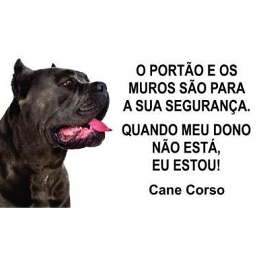 Imagem de Placa Identificação Cão Bravo Cuidado Cane Corso branca - Shopmedclean