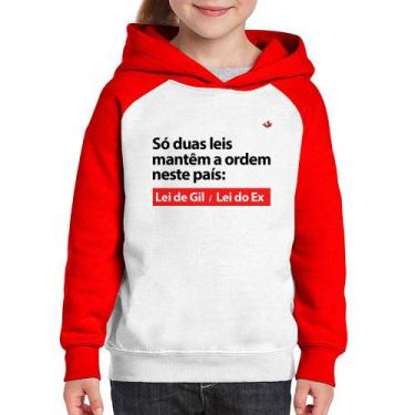Imagem de Moletom Infantil Lei de Gil e Lei do Ex - Foca na Moda, Branco, Vermel