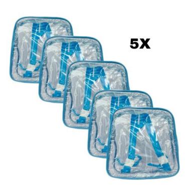 Imagem de KIT COM 5 MINI mochila AZUL infantil transparente cristal escola viage