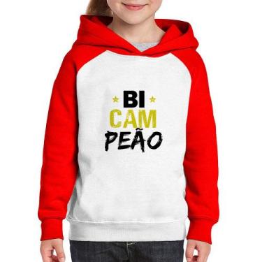 Imagem de Moletom Infantil BiCAMpeão - Foca na Moda, Branco, Vermelho, 6