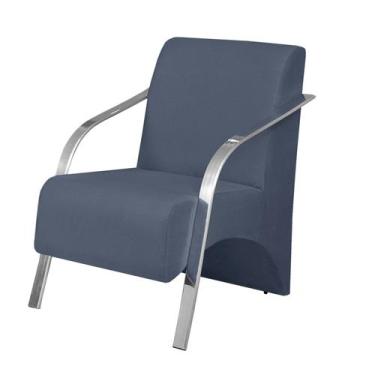 Imagem de Poltrona Vênus 1 Lugar Braço Alumínio D Salla Suede, Azul Bic