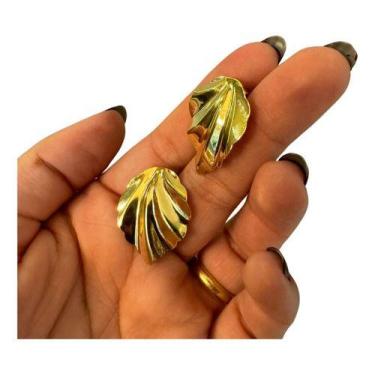 Imagem de Brinco Botão Folha Banhado a ouro 18k - Amillus, Dourado