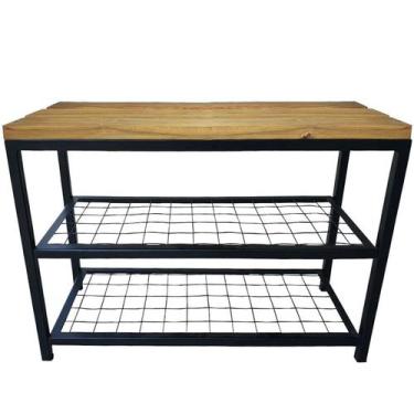 Imagem de Banquinho Sapateira de Porta Design Industrial Ferro Preta - Strassis 