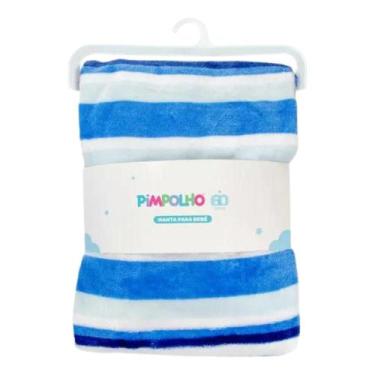 Imagem de Cobertor Manta Menino Dupla Face Maternidade listras azul - Pimpolho, 