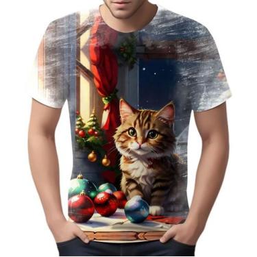 Imagem de Camiseta Camisa Tshirt Natal Festas Gato Gatinho Fofo Neve 2 - Enjoy S