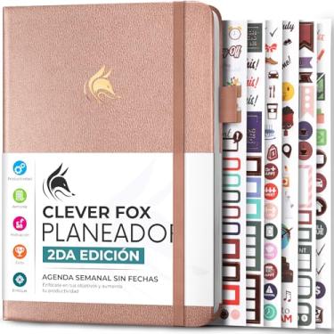 Imagem de Clever Fox Planner 2 Edición en Español - Colorida Agenda de Objetivos Semanales y Mensuales, Organizadora de Tiempo, Sin Fecha A5 (Oro rosa)