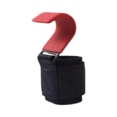 Imagem de Deevoka Fitness Weight Lifting Gancho para Homens Mulheres Weight Lifting Grip Acolchoado Correias de Pulso para Powerlifting, Vermelho