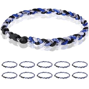 Imagem de Midtatus Pacote com 12 colares de beisebol de 45,7 cm, presente do time para diversão no beisebol, design de corda de tornado de titânio trançado com três cores, 18, Silicone, nylon, plástico, Sem