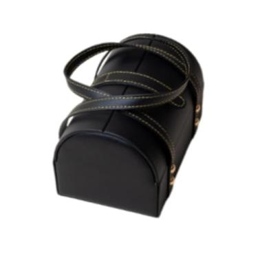 Imagem de Colaxi Caixa de armazenamento de pulseira, suporte de joias de couro pu, organizador de pulseira com alça para venda em shopping, Preto E Bege