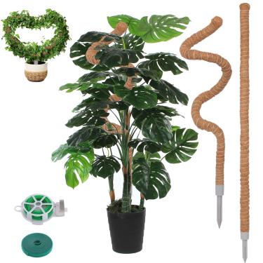 Imagem de 1 pacote de mastro de musgo, suporte de planta Monstera de 101 cm, postes de musgo para plantas trepadeiras para ambientes internos DIY, vara de coco para plantas em vasos, pothos, filodendro