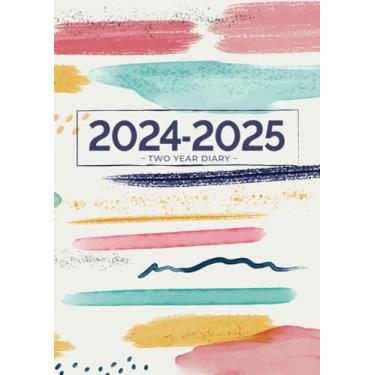 Imagem de Two Year Diary 2024-2025 | A4 Abstract Watercolour: Month to View Planner (UK Holidays)