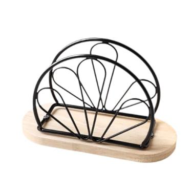 Imagem de Fenteer Suporte de guardanapo, dispensador de tecido vertical, design exclusivo, toalha, papel, guardanapo, organizador para mesas de jantar, Preto, Setor