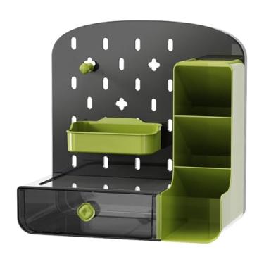 Imagem de YWJLQH Organizador de mesa pegboard com gaveta, organização de artesanato, grande capacidade com acessórios, porta-lápis para sala de artesanato e escritório, Preto