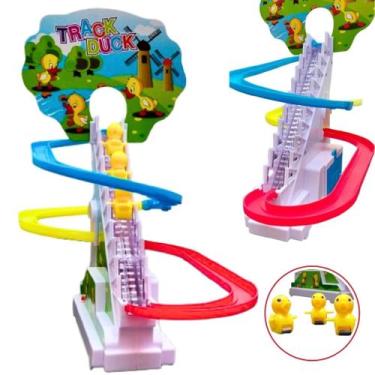 Imagem de Pista de Pato patinhos Escorregador Divertida Com 3 Filhotes Luzes e S