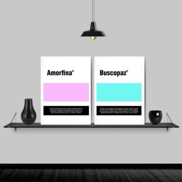 Imagem de Kit 2 Quadros Remédios Amorfina E Buscopaz 24X18Cm Branca