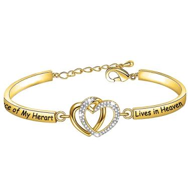 Imagem de FAADBUK Memorial Jewelry Loss Gift A Piece of My Heart Lives In Heaven Pulseira In Memory of Loved Son Daughter Sympathy Gift, Large, Metal, Cobre