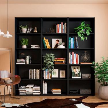 Imagem de Estante para Livros Multy 12 Prateleiras Preto - Pnr Móveis