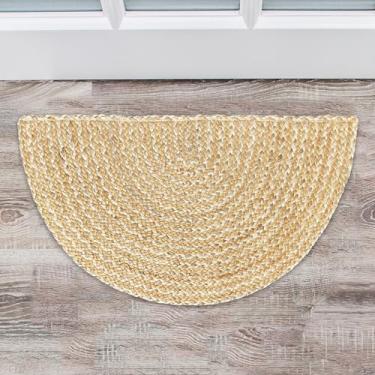 Imagem de Chardin home Tapete semicircular trançado de juta à beira-mar, tapete rústico de juta de 45,7 x 76,2 cm, decoração de casa artesanal boêmia, perfeito como capacho, ótimo para cozinhas, estudo