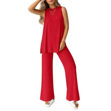 Imagem de Conjunto de Lounge Feminino PRETTYGARDEN 2 Peças - Vermelho - Verão 20
