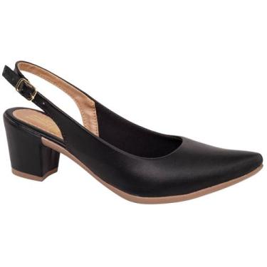 Imagem de Sapato Scarpin Feminino Salto Baixo Aberto Atrás Slingback Confortavel