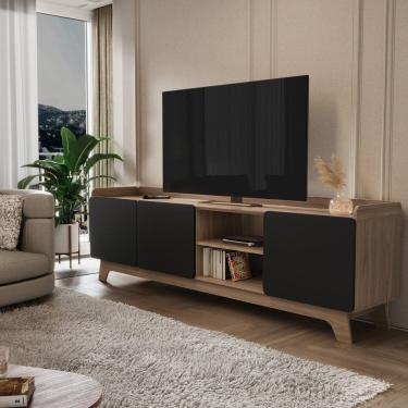 Imagem de Rack para Sala de Estar 200x61x38,5cm Freijó/Preto