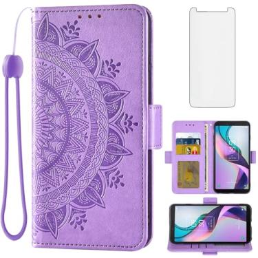 Imagem de Asuwish Capa de telefone para Metro TCL Ion X/Ion V/40Z T607DL Capa carteira protetora de tela de vidro temperado porta-cartão de crédito flip bolsa alça de pulso suporte acessórios para celular IonX