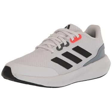 Imagem de adidas Tênis unissex infantil Run Falcon 3.0, Branco/preto/cinza claro, 5.5 Big Kid