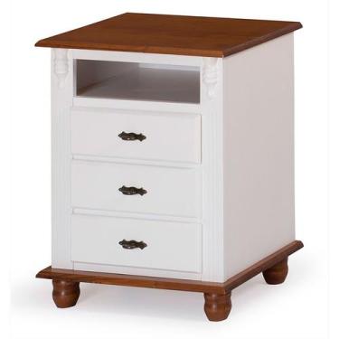 Imagem de Mesa de Cabeceira de Madeira Antique com 3 Gavetas e Nicho - 405 - Mey