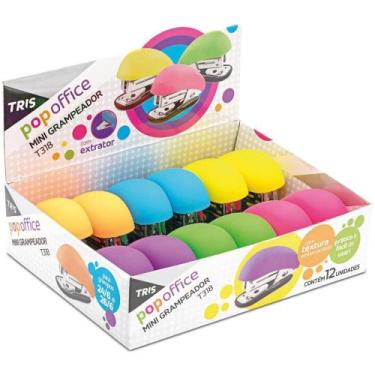 Imagem de Grampeador Mini TRIS T318 Color 26/6 para 12 Folhas Display com 12 - S