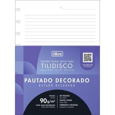 Imagem de Tilibra - Refil para Tilidisco Colegial Pautado Decorado 80 Folhas, 90