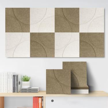 Imagem de QUEENLINK Pacote com 8 painéis acústicos, painéis decorativos à prova de som, painel de absorção de som de alta densidade de 30,5 x 30,5 x 1,3 cm, resistente a chamas, painéis de amortecimento de som