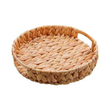 Imagem de Bandeja Redonda em Fibra Natural Com Alça 28cm Lyor
