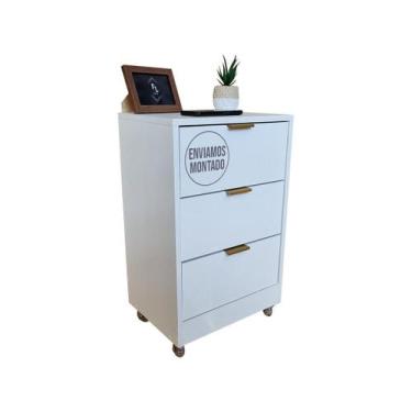 Imagem de Mesa De Cabeceira 50Cm 3 Gaveta Quarto Pux. Gold Com Rodinha - Fl Deco