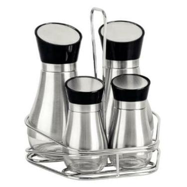 Imagem de Galheteiro Tramontina Recipiente Em Vidro Revestido Aço Inox