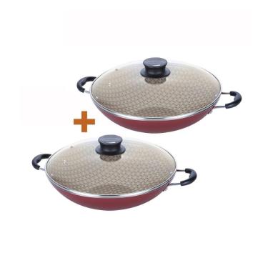 Imagem de Kit - 2 Panelas Wok 6l Alumínio 36 Cm Paris Vermelho - Tramontina