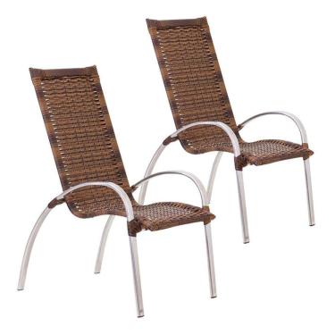 Imagem de 2 Cadeiras Descanso Garden Em Alumínio Para Área Jardim E Piscina Argila