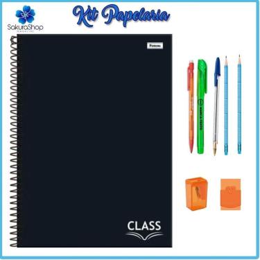 Imagem de Kit Papelaria Menino Masculino Material Escolar Caderno