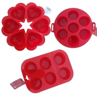 Imagem de Kit 3 Formas De Silicone Bolo Bolinho Cupcake Escolha A Cor