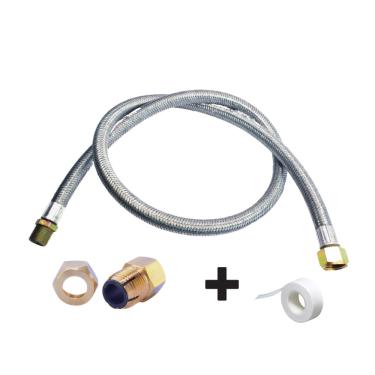 Imagem de Mangueira Gás de Cozinha 1,20m + Adaptador E Fita Veda Rosca