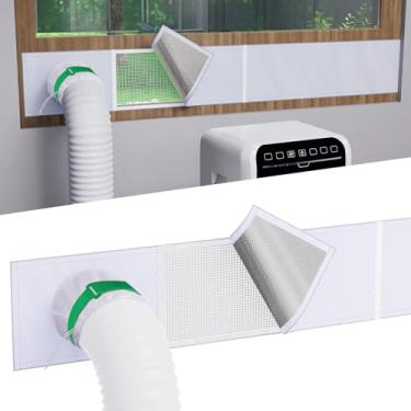 Imagem de GCGOODS Kit de vedação de janela de ar condicionado portátil com tampa de ventilação, kit de vedação de janela CA isolado adequado para mangueira de exaustão de 10 a 15 cm de diâmetro, vedação de