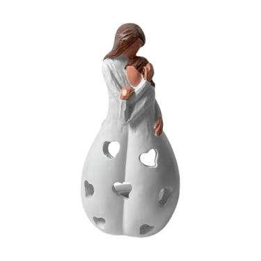 Imagem de Ioensy Mãe Filha estátua de estátua Ornamento Ornamento Tealight Veller Creative Creative Stand Stand Figura Sculpture for Shelf Desk Gabinete